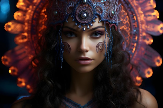 Figura mistică a unei vrăjitoare cu o coroană pe cap